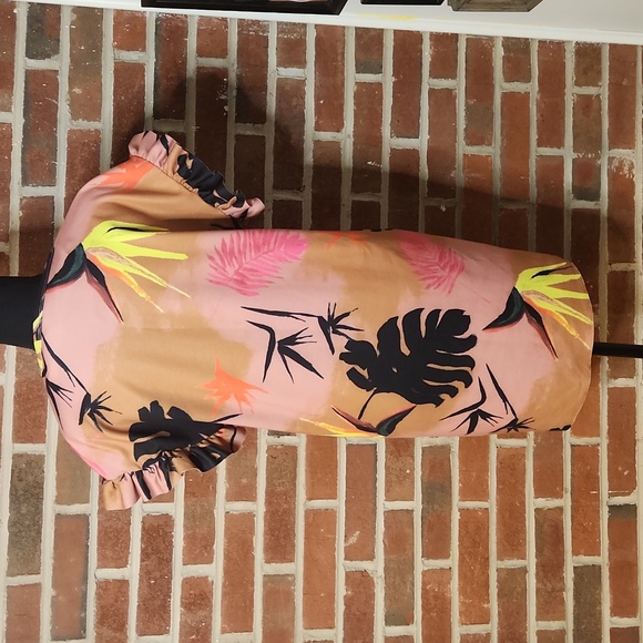 Zara ruffle sleeve palm pattern dress, size S - Picture 4 of 7